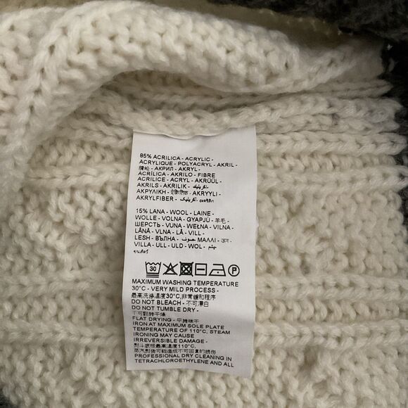 Piombo Large Sweater Stripe Cableknit Gray Ivory Acrylic Wool Blend Men’s L NWT - Picture 7 of 7